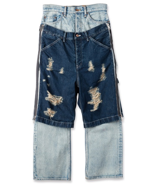 amok（アモク）の「TWO-IN-ONE DENIM PANTS（デニムパンツ・メンズ・ライトインディゴブルー/インディゴブルー・L/M/S）」の12枚目の写真