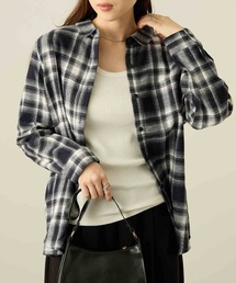 NAVY | nAvy コットンネルチェックシャツ(シャツ/ブラウス)