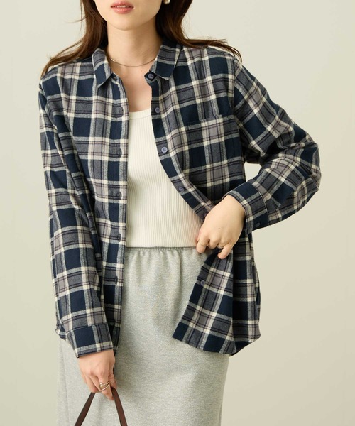 nAvy コットンネルチェックシャツ（シャツ/ブラウス）｜NAVY（ネイビー