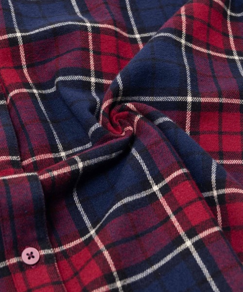 NAVY（ネイビー）の「nAvy コットンネルチェックシャツ（シャツ/ブラウス・レディース・レッド系1/ネイビー系/ブラック系/オレンジ系/ブラウン系/レッド系2・L/M）」の9枚目の写真