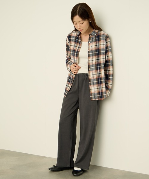 NAVY（ネイビー）の「nAvy コットンネルチェックシャツ（シャツ/ブラウス・レディース・レッド系1/ネイビー系/ブラック系/オレンジ系/ブラウン系/レッド系2・L/M）」の16枚目の写真