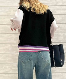 Q | 横リブマルチボーダードルマンニット(ニット/セーター)