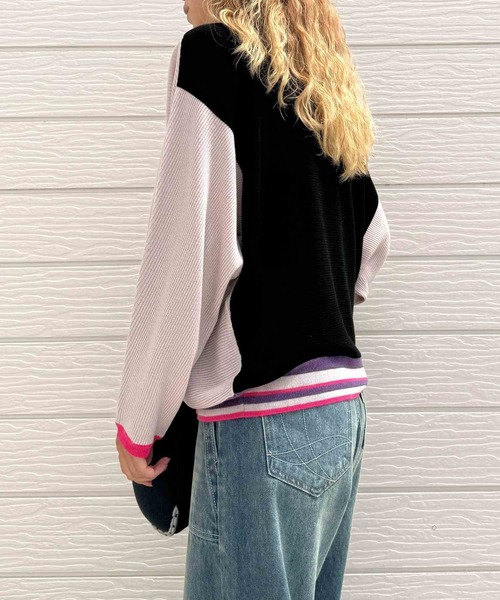 Q（キュー）の「横リブマルチボーダードルマンニット（ニット/セーター・レディース・ホワイト/ブラック・MEDIUM）」の16枚目の写真