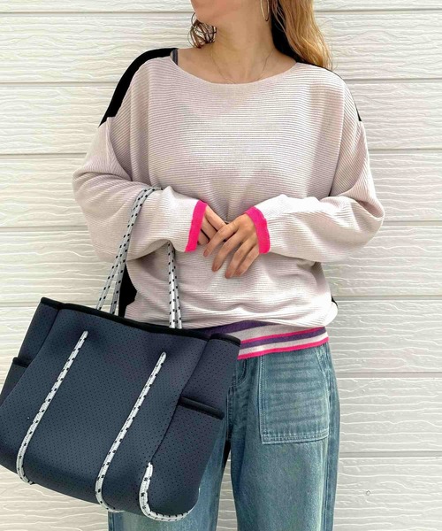 Q（キュー）の「横リブマルチボーダードルマンニット（ニット/セーター・レディース・ホワイト/ブラック・MEDIUM）」の14枚目の写真