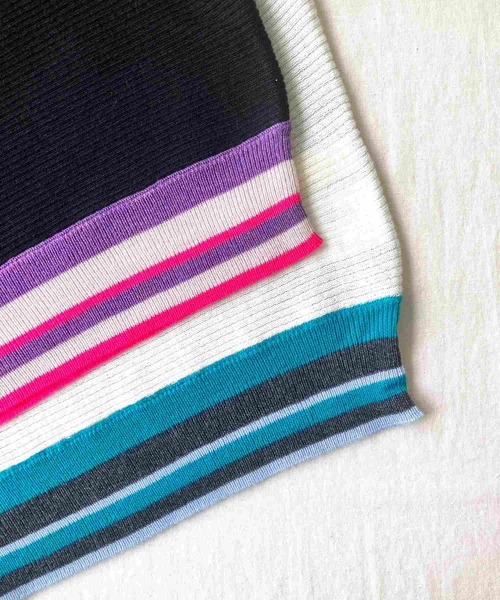 Q（キュー）の「横リブマルチボーダードルマンニット（ニット/セーター・レディース・ホワイト/ブラック・MEDIUM）」の22枚目の写真