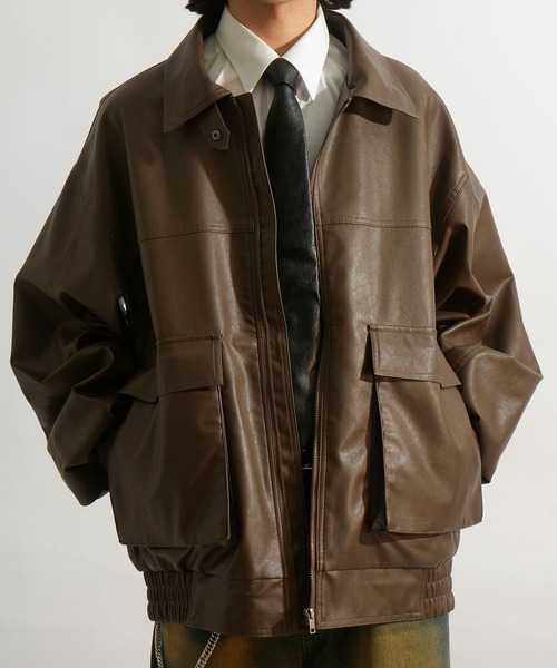 アンノウン フライトジャケット 襟ボア ブルゾン羊革 G-1 A-2 B3 ANPAS（アンパス） ブルゾン アウター Faux waxed jacket/襟ボア