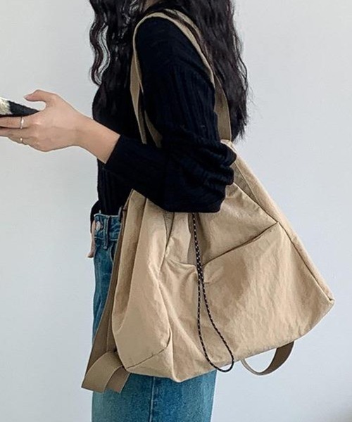 &MARKS(アンドマークス)の「N21【軽量】2WAYナイロンライトバッグ(トートバッグ・レディース・ブラック/カーキ/ベージュ/ホワイト・FREE)」の3枚目の写真