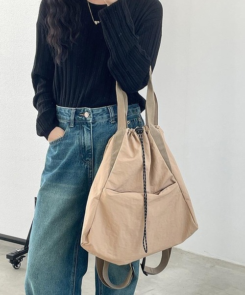 &MARKS(アンドマークス)の「N21【軽量】2WAYナイロンライトバッグ(トートバッグ・レディース・ブラック/カーキ/ベージュ/ホワイト・FREE)」の14枚目の写真
