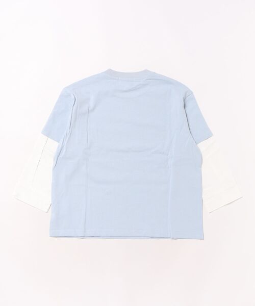 aimoha(アイモハ)の「【aimoha-KIDS-】手書き風 フェイクレイヤード ロングシャツ(Tシャツ/カットソー・キッズ・ブルー/オフホワイト・160/150/140/130/120)」の6枚目の写真