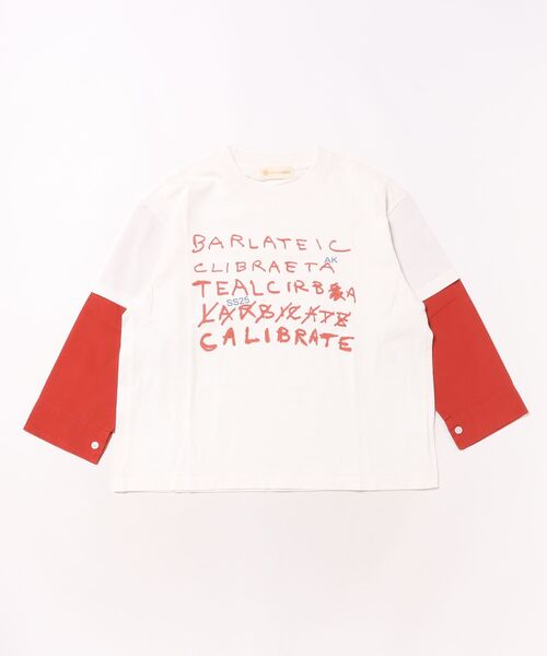aimoha(アイモハ)の「【aimoha-KIDS-】手書き風 フェイクレイヤード ロングシャツ(Tシャツ/カットソー・キッズ・ブルー/オフホワイト・160/150/140/130/120)」の7枚目の写真