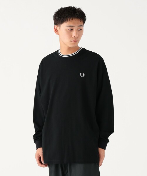 FRED PERRY ロングスリーブTシャツ　黒　フレッドペリー セール】【別注】FRED PERRY / リラックス ティップド ピケ ロング