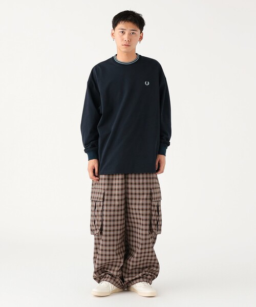 FRED PERRY（フレッドペリー）の「【別注】FRED PERRY / リラックス ティップド ピケ ロングスリーブ Tシャツ（Tシャツ/カットソー・メンズ・ブラック/レッド系その他7/ネイビー・SMALL/MEDIUM/LARGE/X-LARGE）」の12枚目の写真