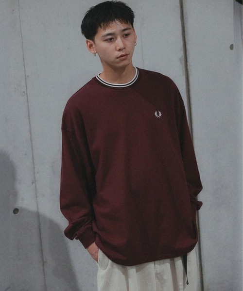 FRED PERRY（フレッドペリー）の「【別注】FRED PERRY / リラックス ティップド ピケ ロングスリーブ Tシャツ（Tシャツ/カットソー・メンズ・ブラック/レッド系その他7/ネイビー・SMALL/MEDIUM/LARGE/X-LARGE）」の3枚目の写真