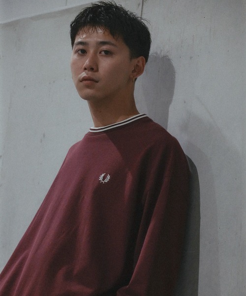 FRED PERRY（フレッドペリー）の「【別注】FRED PERRY / リラックス ティップド ピケ ロングスリーブ Tシャツ（Tシャツ/カットソー・メンズ・ブラック/レッド系その他7/ネイビー・SMALL/MEDIUM/LARGE/X-LARGE）」の5枚目の写真