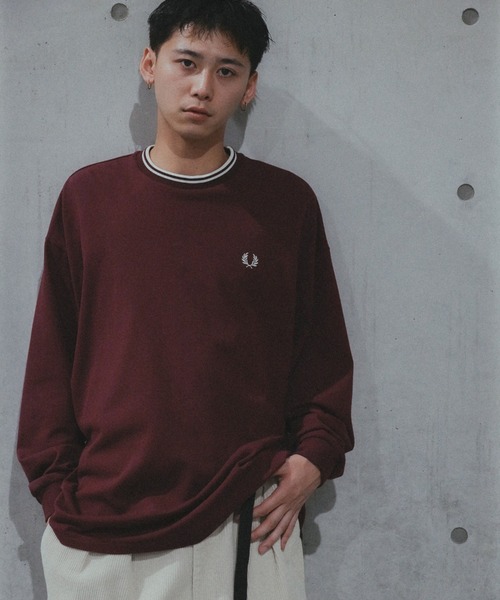 FRED PERRY（フレッドペリー）の「【別注】FRED PERRY / リラックス ティップド ピケ ロングスリーブ Tシャツ（Tシャツ/カットソー・メンズ・ブラック/レッド系その他7/ネイビー・SMALL/MEDIUM/LARGE/X-LARGE）」の6枚目の写真