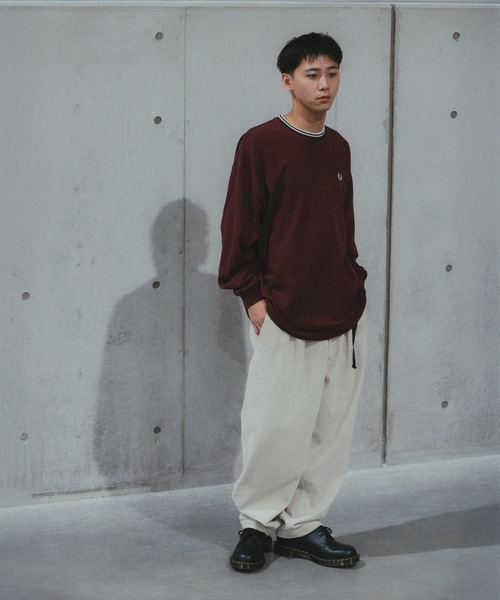 FRED PERRY（フレッドペリー）の「【別注】FRED PERRY / リラックス ティップド ピケ ロングスリーブ Tシャツ（Tシャツ/カットソー・メンズ・ブラック/レッド系その他7/ネイビー・SMALL/MEDIUM/LARGE/X-LARGE）」の8枚目の写真