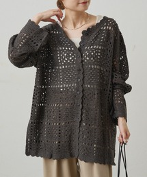 クロシェットニットカーディガン