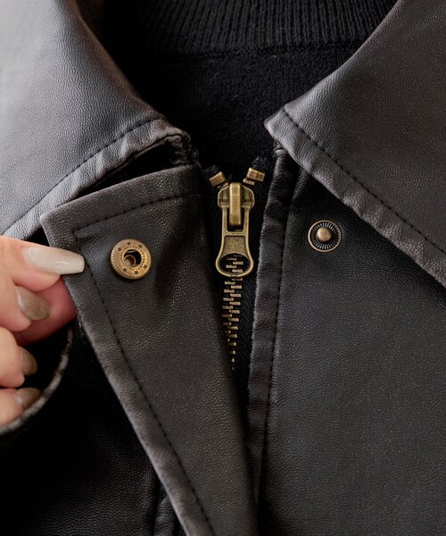 REVIVAL/WEB限定】フェイクレザーミドルルーズジャケット