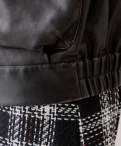 Chico チコ　フェイクレザーミドルルーズジャケット ブラック REVIVAL/WEB限定】フェイクレザーミドルルーズジャケット（その他