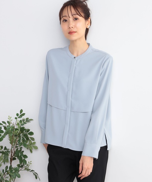 GALLORIA(ギャローリア)の「洗える ケープ風ブラウス(シャツ/ブラウス・レディース・ライトグレー/ライトブルー/ネイビー・LL/L/M/S)」の8枚目の写真