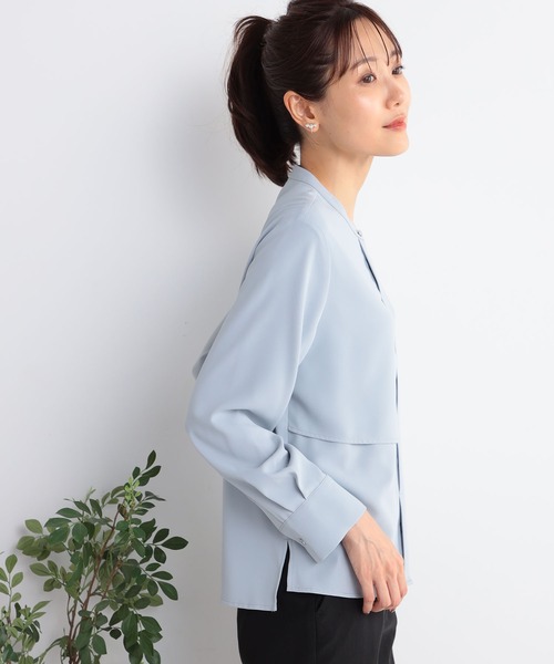 GALLORIA(ギャローリア)の「洗える ケープ風ブラウス(シャツ/ブラウス・レディース・ライトグレー/ライトブルー/ネイビー・LL/L/M/S)」の9枚目の写真