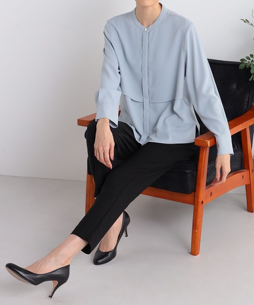 GALLORIA(ギャローリア)の「洗える ケープ風ブラウス(シャツ/ブラウス・レディース・ライトグレー/ライトブルー/ネイビー・LL/L/M/S)」の11枚目の写真