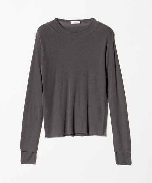 ATON(エイトン)の「<ATON>リブクルーレイヤードカットソー(Tシャツ/カットソー・レディース・ライトピンク/ダークグレー・02)」の2枚目の写真