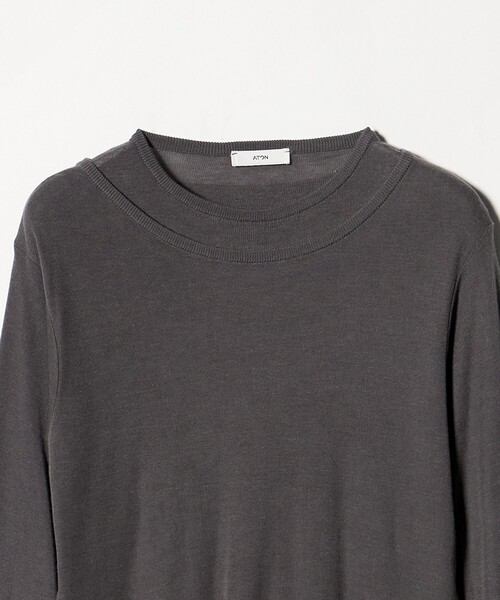 ATON(エイトン)の「<ATON>リブクルーレイヤードカットソー(Tシャツ/カットソー・レディース・ライトピンク/ダークグレー・02)」の4枚目の写真