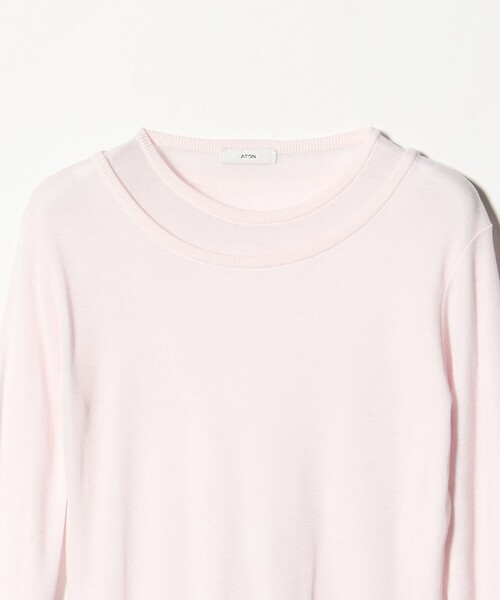 ATON(エイトン)の「<ATON>リブクルーレイヤードカットソー(Tシャツ/カットソー・レディース・ライトピンク/ダークグレー・02)」の9枚目の写真