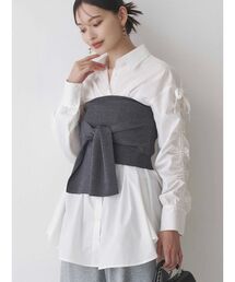 MERCURYDUO | シャーリングZIPビスチェセットシャツ(シャツ/ブラウス)