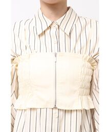 シャーリングZIPビスチェセットシャツ