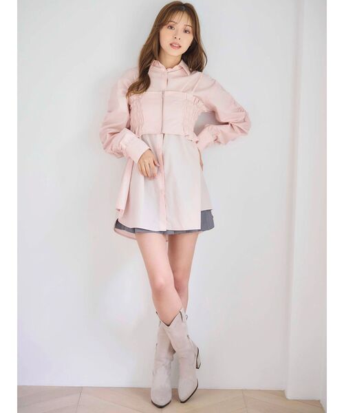 シャーリングZIPビスチェセットシャツ（シャツ/ブラウス）｜MERCURYDUO