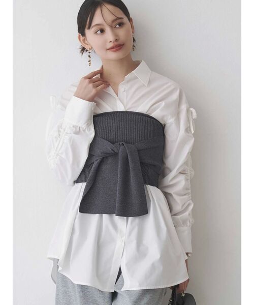 MERCURYDUO（マーキュリーデュオ）の「シャーリングZIPビスチェセットシャツ（シャツ/ブラウス・レディース・オフホワイト/ピンク/イエロー・FREE）」の18枚目の写真