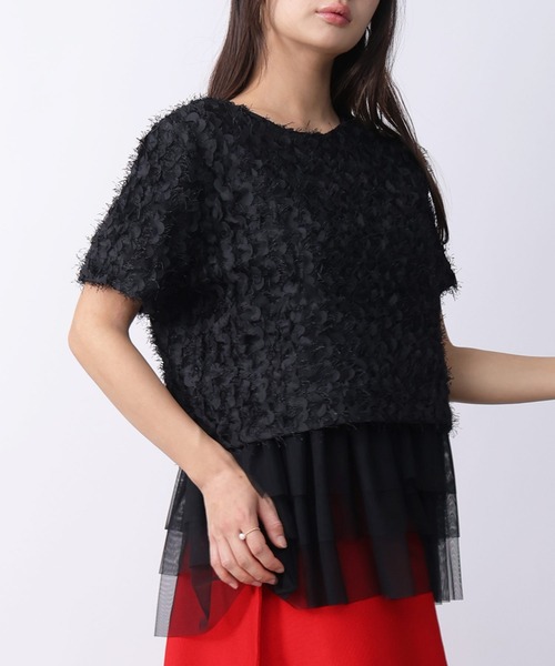 PICCIN（ピッチン）の「前後2wayフェザープルオーバー（Tシャツ/カットソー・レディース・オフホワイト/ブラック・M）」の2枚目の写真