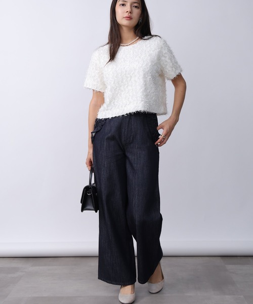 PICCIN（ピッチン）の「前後2wayフェザープルオーバー（Tシャツ/カットソー・レディース・オフホワイト/ブラック・M）」の8枚目の写真