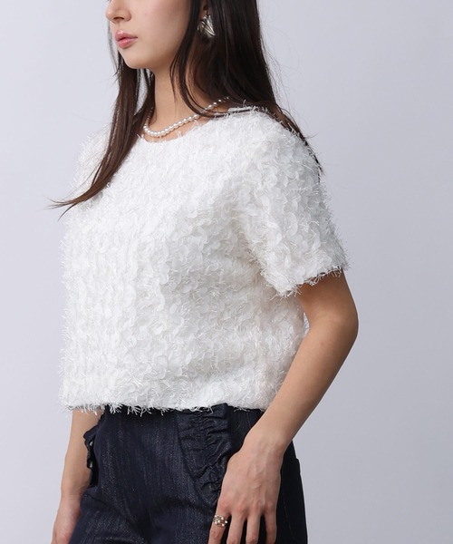 PICCIN（ピッチン）の「前後2wayフェザープルオーバー（Tシャツ/カットソー・レディース・オフホワイト/ブラック・M）」の4枚目の写真