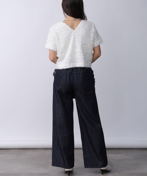 PICCIN（ピッチン）の「前後2wayフェザープルオーバー（Tシャツ/カットソー・レディース・オフホワイト/ブラック・M）」の7枚目の写真