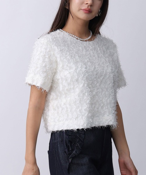 PICCIN（ピッチン）の「前後2wayフェザープルオーバー（Tシャツ/カットソー・レディース・オフホワイト/ブラック・M）」の6枚目の写真