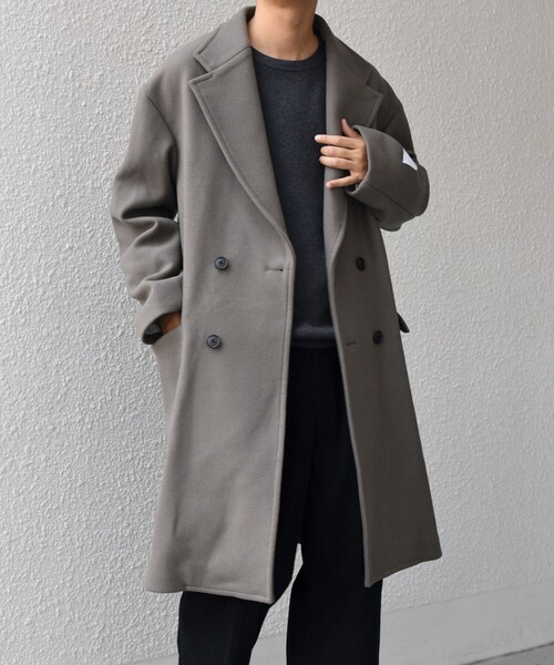 SHIPS any チェスターコート グレー SHIPS any: PURE WOOL MELTON ダブル チェスターコート 25AW