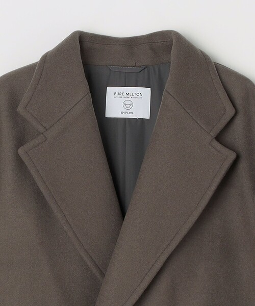 SHIPS any チェスターコート グレー SHIPS any: PURE WOOL MELTON ダブル チェスターコート