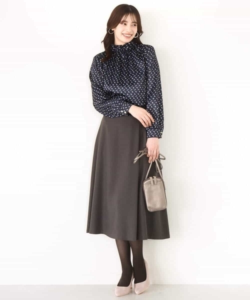 OFUON le MK（オフオンルエムケー）の「【2025AW】ラップ風フレアースカート/洗える/WEB限定サイズあり（スカート・レディース・ライトブルー/ダークグレー・40/38/36）」の6枚目の写真