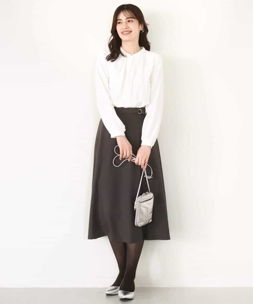 OFUON le MK（オフオンルエムケー）の「【2025AW】ラップ風フレアースカート/洗える/WEB限定サイズあり（スカート・レディース・ライトブルー/ダークグレー・40/38/36）」の7枚目の写真