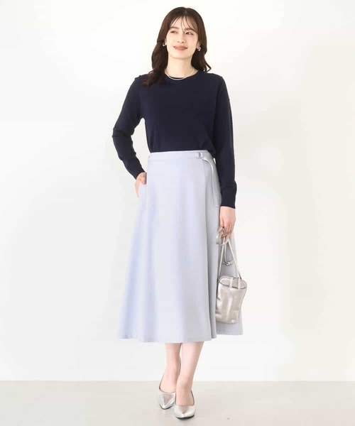 OFUON le MK（オフオンルエムケー）の「【2025AW】ラップ風フレアースカート/洗える/WEB限定サイズあり（スカート・レディース・ライトブルー/ダークグレー・40/38/36）」の10枚目の写真