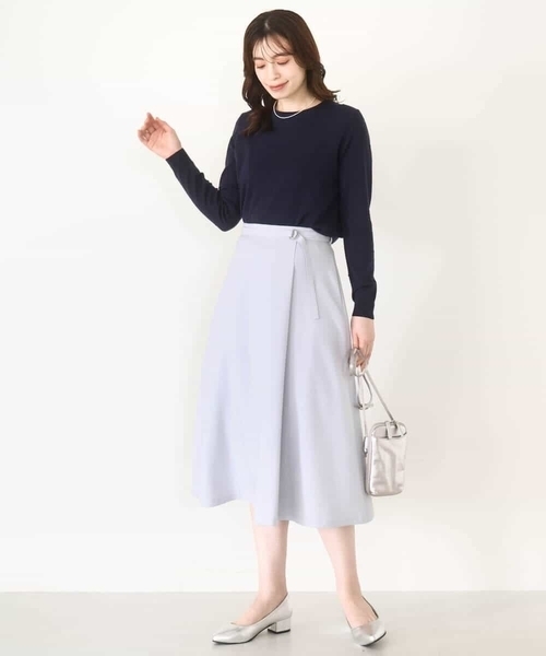 OFUON le MK（オフオンルエムケー）の「【2025AW】ラップ風フレアースカート/洗える/WEB限定サイズあり（スカート・レディース・ライトブルー/ダークグレー・40/38/36）」の11枚目の写真