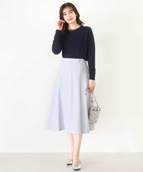 OFUON le MK（オフオンルエムケー）の「【2025AW】ラップ風フレアースカート/洗える/WEB限定サイズあり（スカート・レディース・ライトブルー/ダークグレー・40/38/36）」の12枚目の写真