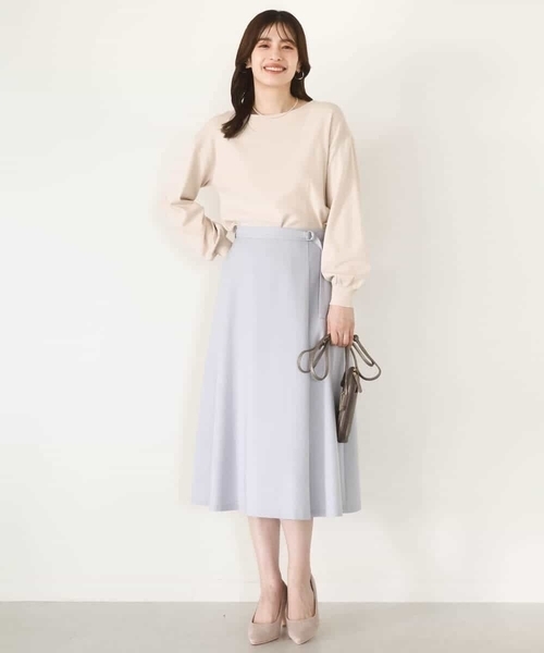OFUON le MK（オフオンルエムケー）の「【2025AW】ラップ風フレアースカート/洗える/WEB限定サイズあり（スカート・レディース・ライトブルー/ダークグレー・40/38/36）」の16枚目の写真