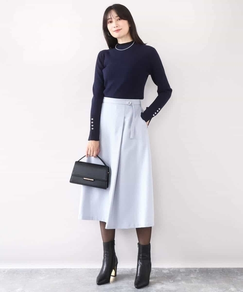 OFUON le MK（オフオンルエムケー）の「【2025AW】ラップ風フレアースカート/洗える/WEB限定サイズあり（スカート・レディース・ライトブルー/ダークグレー・40/38/36）」の20枚目の写真