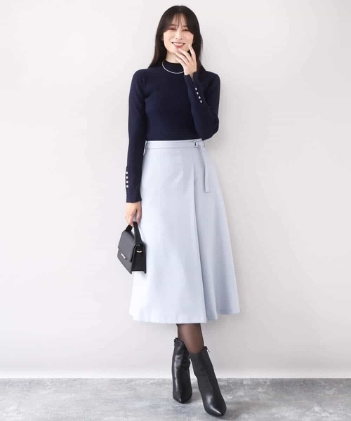 OFUON le MK（オフオンルエムケー）の「【2025AW】ラップ風フレアースカート/洗える/WEB限定サイズあり（スカート・レディース・ライトブルー/ダークグレー・40/38/36）」の21枚目の写真