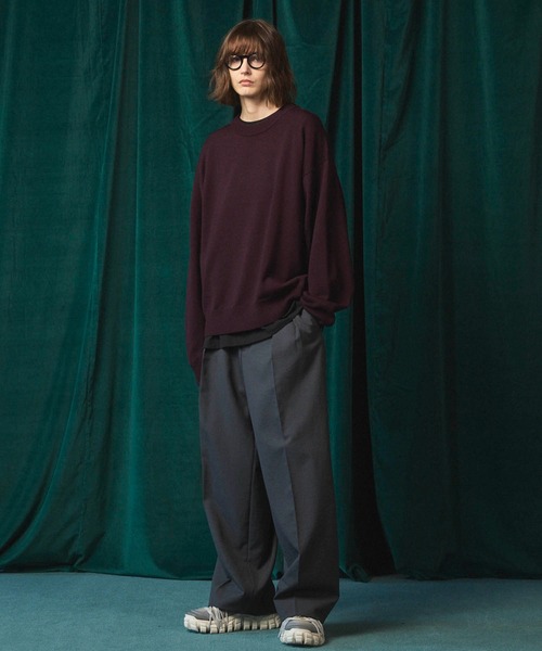 MAISON SPECIAL(メゾンスペシャル)の「《UNISEX》Cashfeel Extra Fine Merino Wool Prime-Over Crew Neck Knit Pullover/キャッシュフィールエクストラファインメリノウールプライムオーバークルーネックニットプルオーバー【MAISON SPECIAL/メゾンスペシャル】(ニット/セーター・メンズ・ブラック/ブルー/ピンク/バーガンディー・0/1/2)」の12枚目の写真