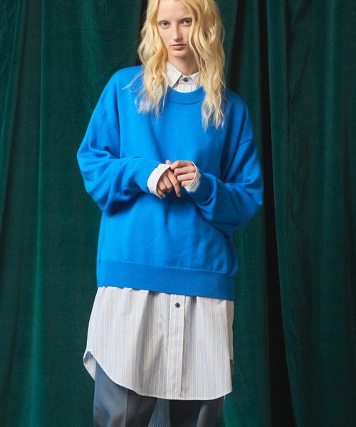 MAISON SPECIAL(メゾンスペシャル)の「《UNISEX》Cashfeel Extra Fine Merino Wool Prime-Over Crew Neck Knit Pullover/キャッシュフィールエクストラファインメリノウールプライムオーバークルーネックニットプルオーバー【MAISON SPECIAL/メゾンスペシャル】(ニット/セーター・メンズ・ブラック/ブルー/ピンク/バーガンディー・0/1/2)」の17枚目の写真